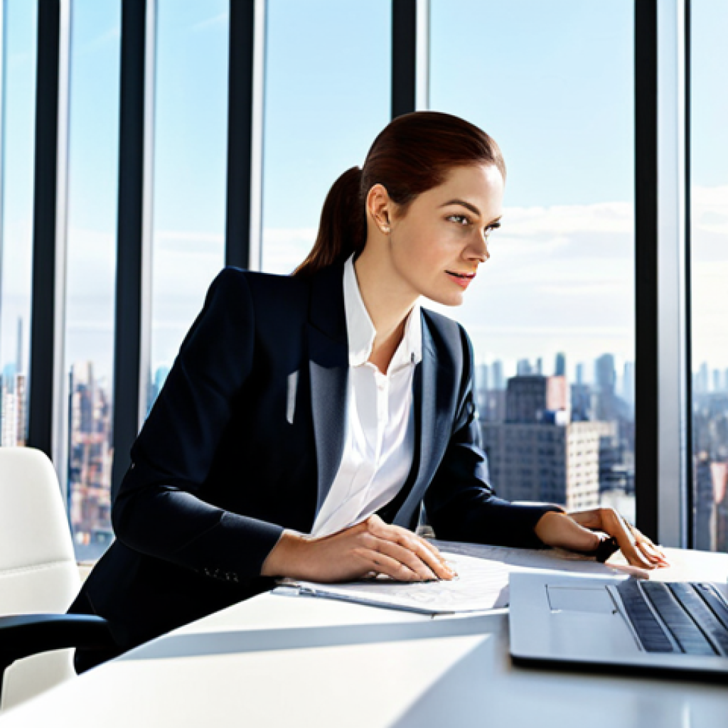 바베이도스 마운트게이 럼 브랜드 - Modern Office Environment**
"A professional businesswoman, fully clothed in a tailored business sui...